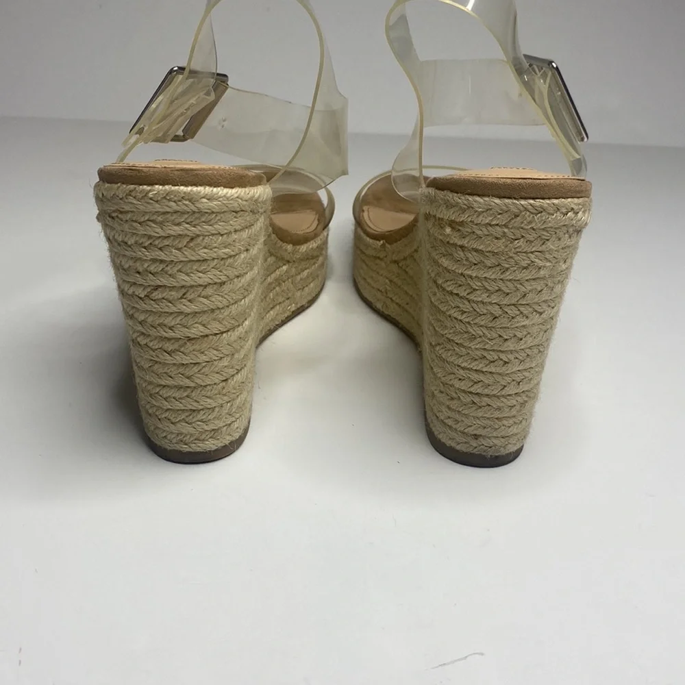 Steve Madden Womens Clear Strap Wedge Heels Open Toe Espadrille Sandals Size 10